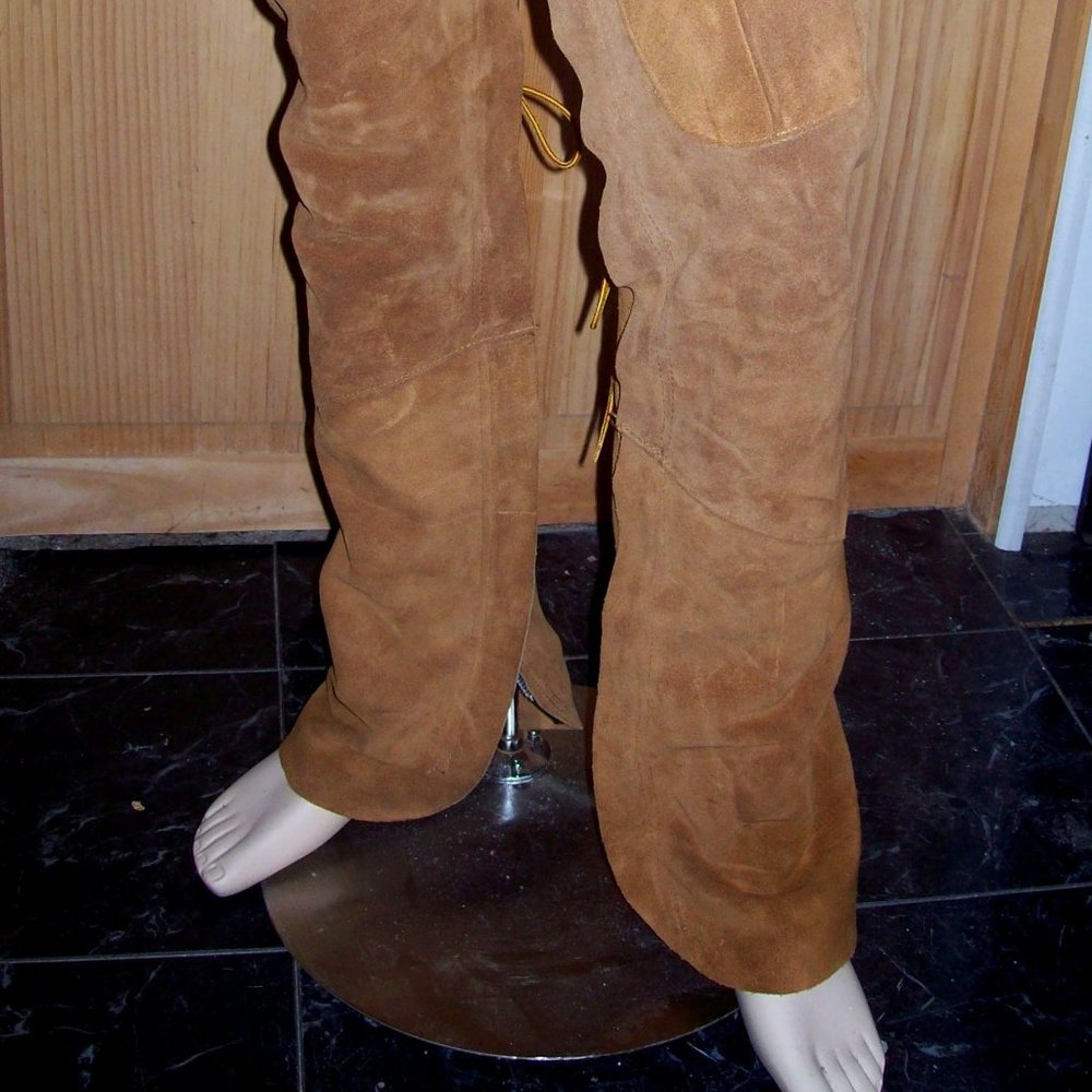 Men's suede thigh high boot cover leggings